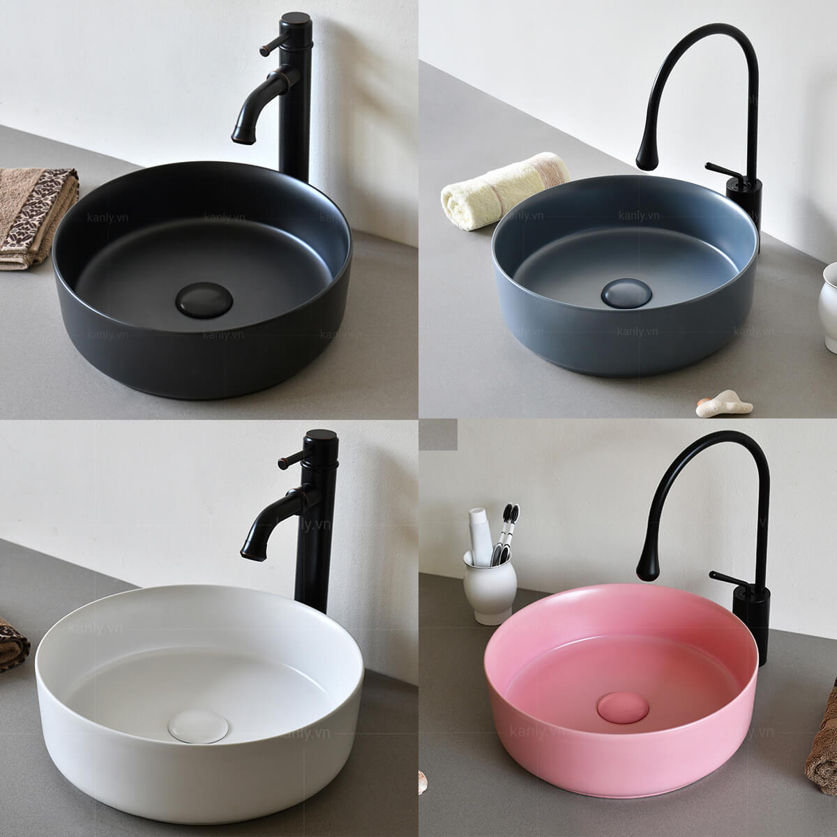 Chậu lavabo đặt bàn Kanly sứ màu SU52