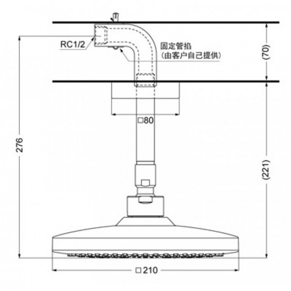 Bát sen tắm gắn trần TOTO TBW02003B1A (vuông, 210mm)