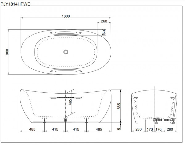 Bồn tắm đặt sàn TOTO PJY1814HPWE#GW GALALATO 1m8 tay vịn